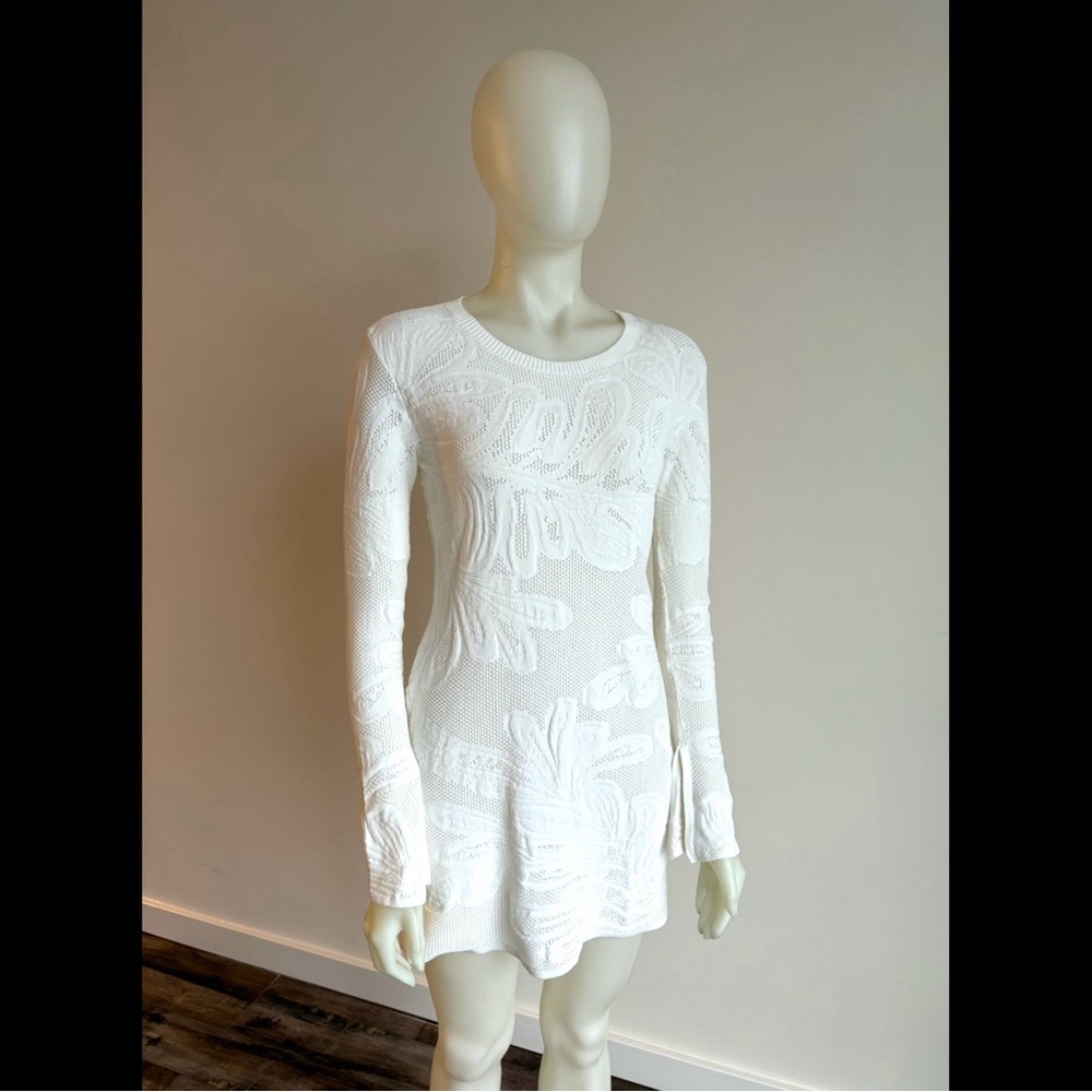 BRUSNIKA White Knit Short Dress 6 8 M Medium